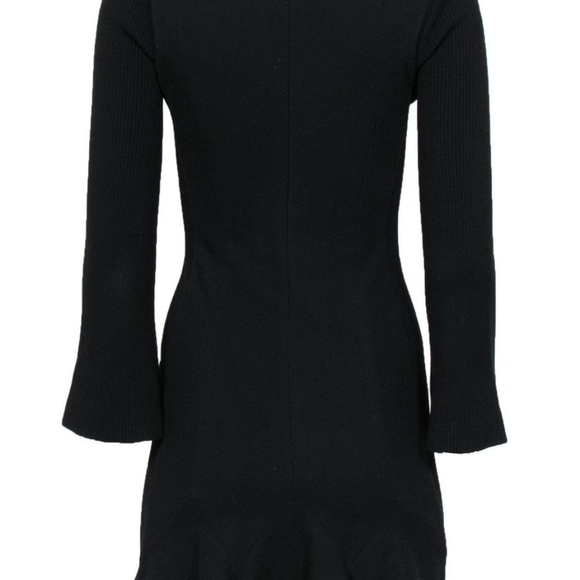 Derek Lam - Black Bell Sleeve Dress W/ Ribbed Knit Accents - Picture 2 of 8